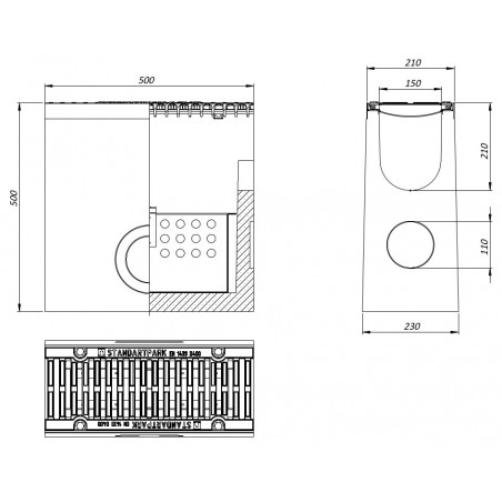 Polimerbetonski kanal FB PRO D400 DN150 H500 sa pocinkovanim rubom