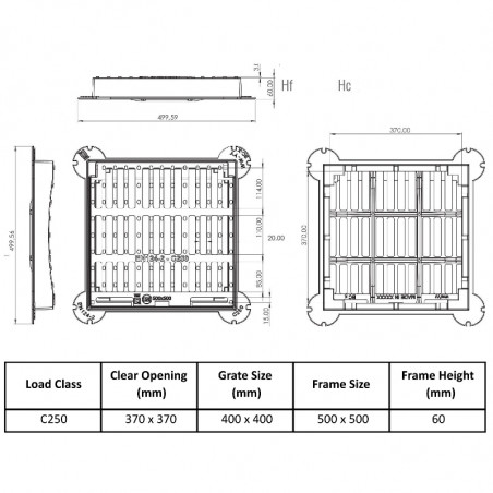 ЧУГУНЕНА РЕШЕТКА 400X400/C250