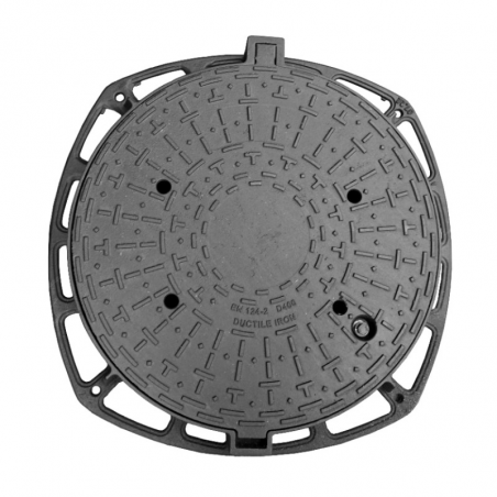 Manhole cover D400 Ф600 H100 with holes and locking system