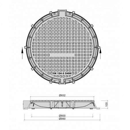 Manhole cover D400 Ø800 /M/
