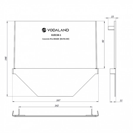 End Cap PB PRO for drain LN100 H170-230 /galvanized steel/