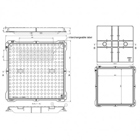 Manhole cover 600x600 C250 /P/ H51
