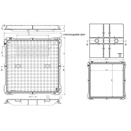 Manhole cover 600x600 B125 /P/ H51