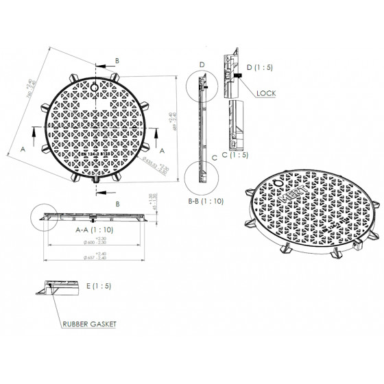 Manhole cover Ø600 B125 /M/ 2