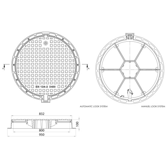 Manhole cover D400 Ø800 /P/ 2