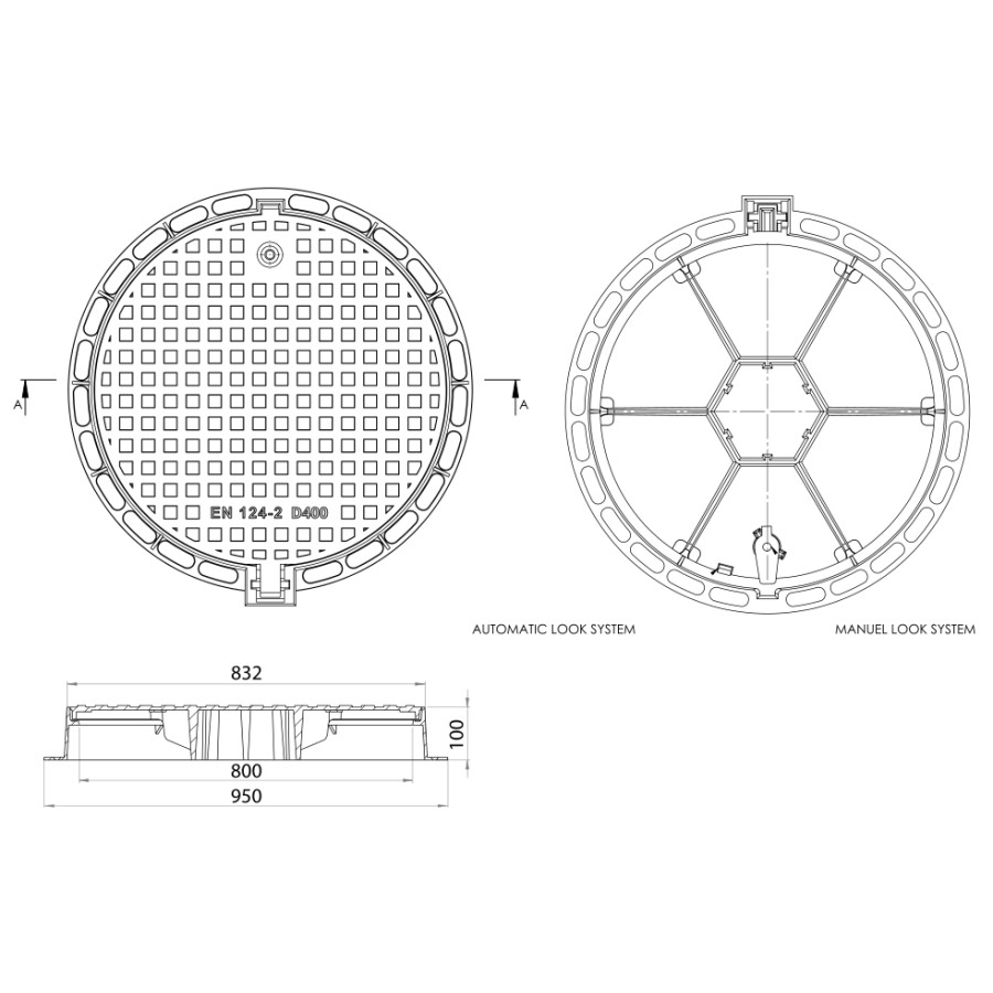 Capac de canal D400 Ø800 /P/