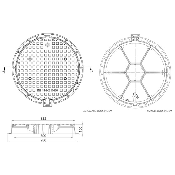 Poklopac Ø800 D400 /P/ H100 otvori za ventilaciju 2