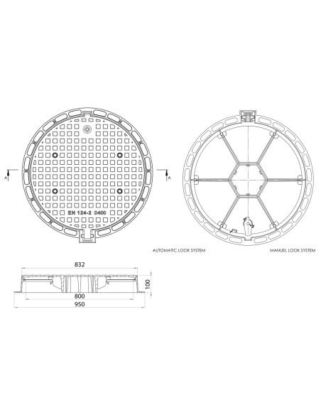 Capac de canal Ø800 D400 /P/ cu orificii H100