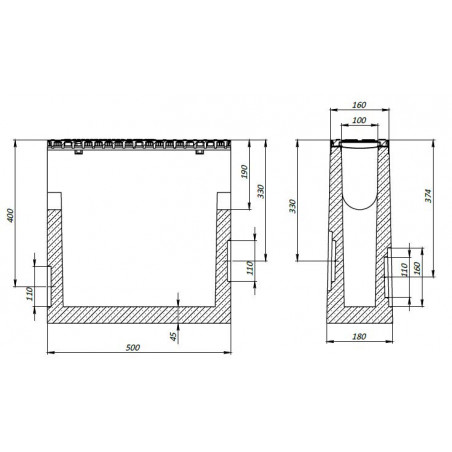 Dren de șanț din beton FB PRO D400 DN100 H500